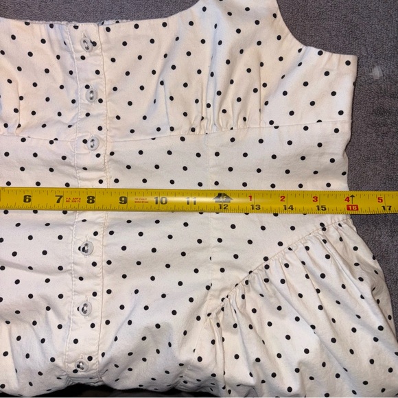 Free People Astrid Polka Dot Mini Dress Ivory Size M EUC Corset Bodice Pockets - Picture 8 of 10